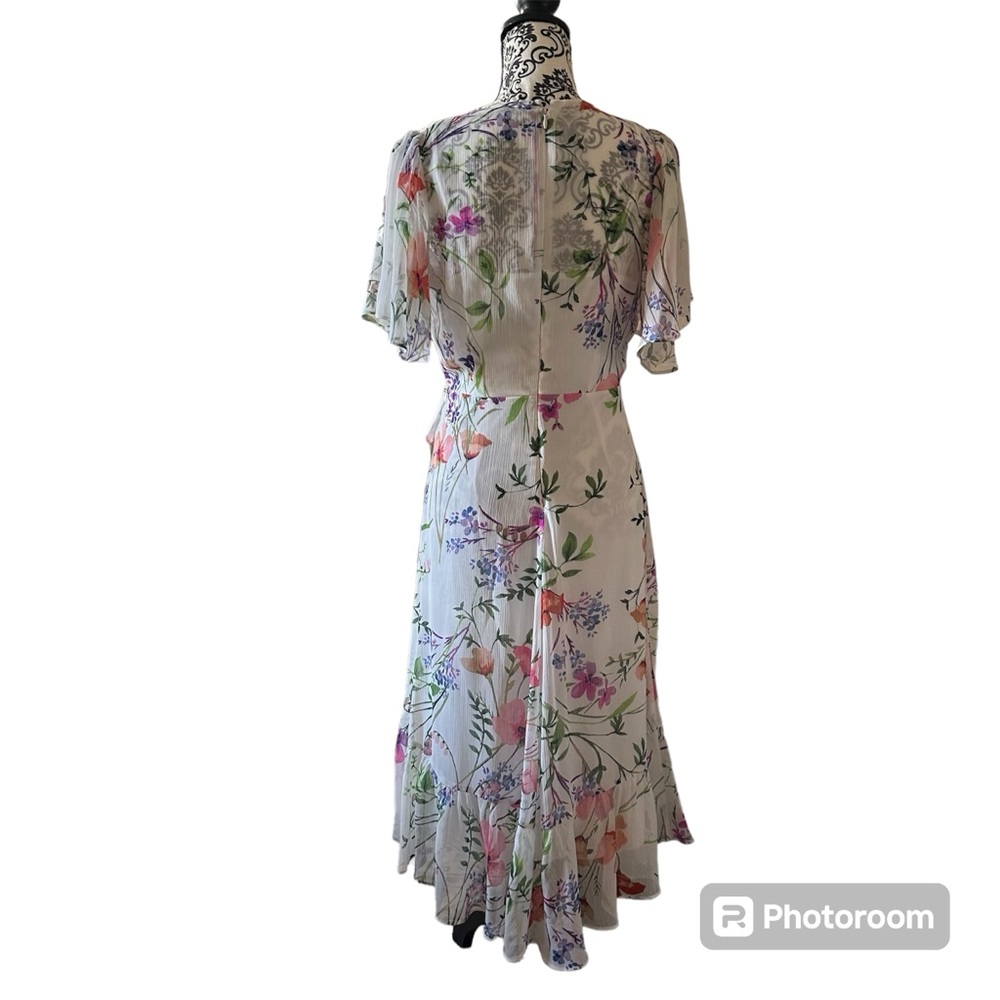 Calvin Klein Floral High-Low Faux Wrap Dress - Picture 11 of 12